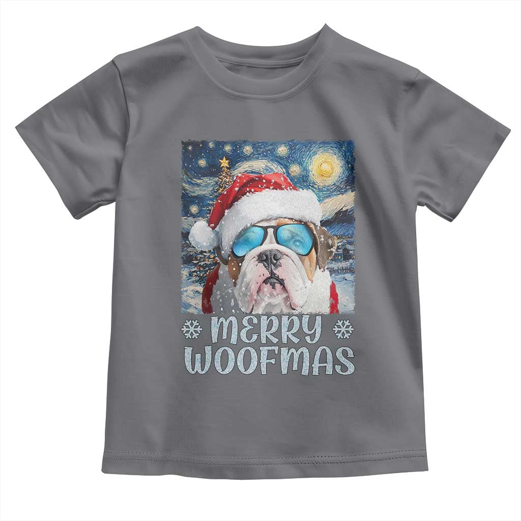 Funny Xmas Bulldog Baby Shirt Merry Woofmas Christmas Starry Night Dog Lover TS09 Charcoal Print Your Wear