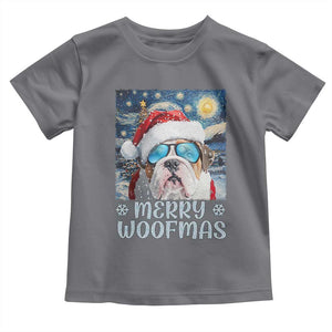 Funny Xmas Bulldog Baby Shirt Merry Woofmas Christmas Starry Night Dog Lover TS09 Charcoal Print Your Wear