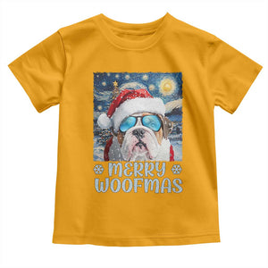 Funny Xmas Bulldog Baby Shirt Merry Woofmas Christmas Starry Night Dog Lover TS09 Gold Print Your Wear
