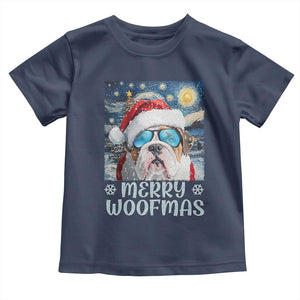 Funny Xmas Bulldog Baby Shirt Merry Woofmas Christmas Starry Night Dog Lover TS09 Navy Print Your Wear