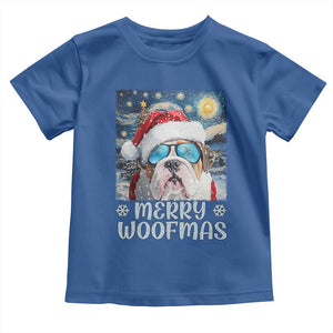 Funny Xmas Bulldog Baby Shirt Merry Woofmas Christmas Starry Night Dog Lover TS09 Royal Blue Print Your Wear