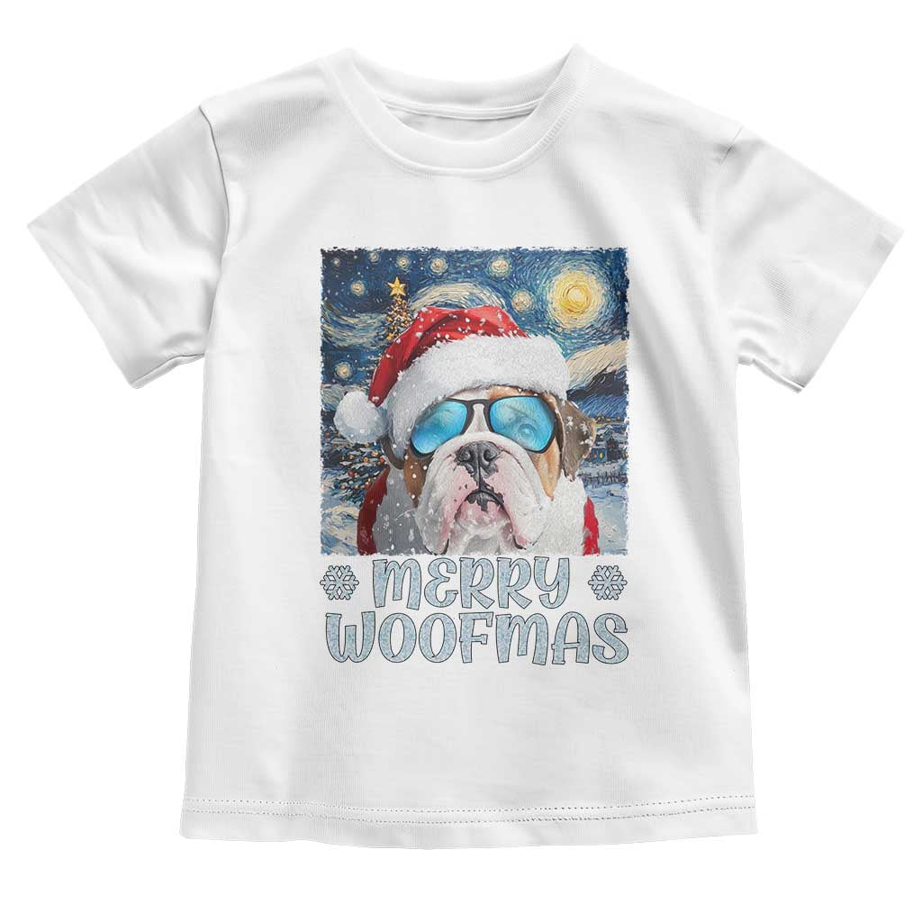 Funny Xmas Bulldog Baby Shirt Merry Woofmas Christmas Starry Night Dog Lover TS09 White Print Your Wear
