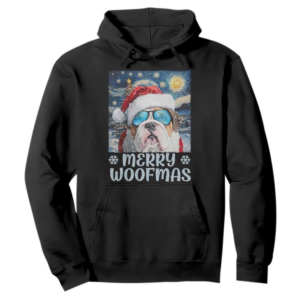 Funny Xmas Bulldog Hoodie Merry Woofmas Christmas Starry Night Dog Lover TS09 Black Print Your Wear
