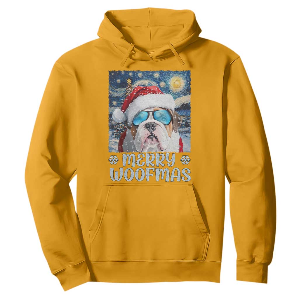 Funny Xmas Bulldog Hoodie Merry Woofmas Christmas Starry Night Dog Lover TS09 Gold Print Your Wear