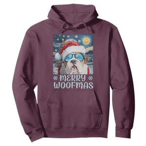 Funny Xmas Bulldog Hoodie Merry Woofmas Christmas Starry Night Dog Lover TS09 Maroon Print Your Wear