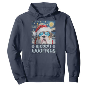 Funny Xmas Bulldog Hoodie Merry Woofmas Christmas Starry Night Dog Lover TS09 Navy Print Your Wear