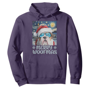 Funny Xmas Bulldog Hoodie Merry Woofmas Christmas Starry Night Dog Lover TS09 Purple Print Your Wear