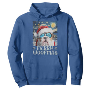 Funny Xmas Bulldog Hoodie Merry Woofmas Christmas Starry Night Dog Lover TS09 Royal Blue Print Your Wear