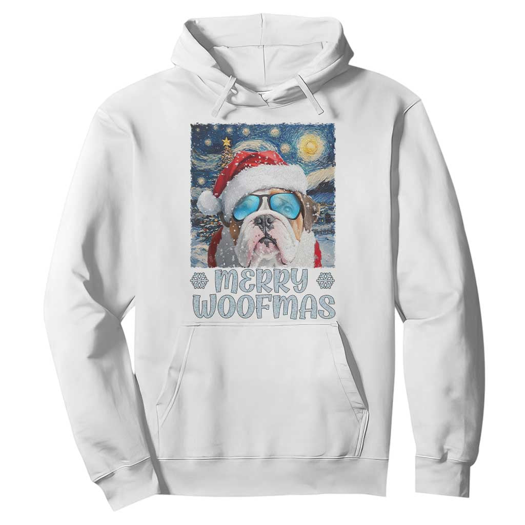Funny Xmas Bulldog Hoodie Merry Woofmas Christmas Starry Night Dog Lover TS09 White Print Your Wear