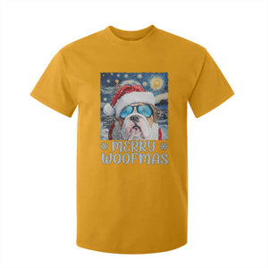 Funny Xmas Bulldog T Shirt For Kid Merry Woofmas Christmas Starry Night Dog Lover TS09 Gold Print Your Wear