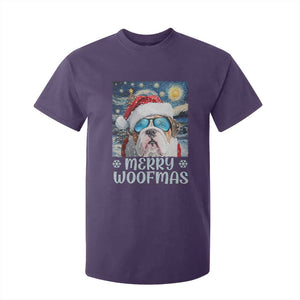 Funny Xmas Bulldog T Shirt For Kid Merry Woofmas Christmas Starry Night Dog Lover TS09 Purple Print Your Wear