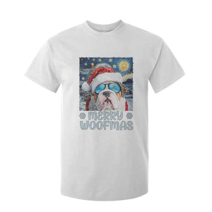 Funny Xmas Bulldog T Shirt For Kid Merry Woofmas Christmas Starry Night Dog Lover TS09 White Print Your Wear