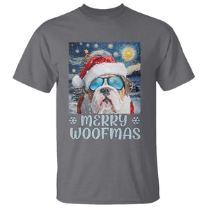 Funny Xmas Bulldog T Shirt Merry Woofmas Christmas Starry Night Dog Lover TS09 Charcoal Print Your Wear