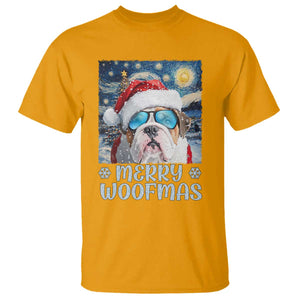 Funny Xmas Bulldog T Shirt Merry Woofmas Christmas Starry Night Dog Lover TS09 Gold Print Your Wear