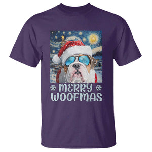 Funny Xmas Bulldog T Shirt Merry Woofmas Christmas Starry Night Dog Lover TS09 Purple Print Your Wear