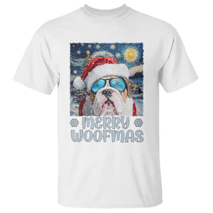 Funny Xmas Bulldog T Shirt Merry Woofmas Christmas Starry Night Dog Lover TS09 White Print Your Wear