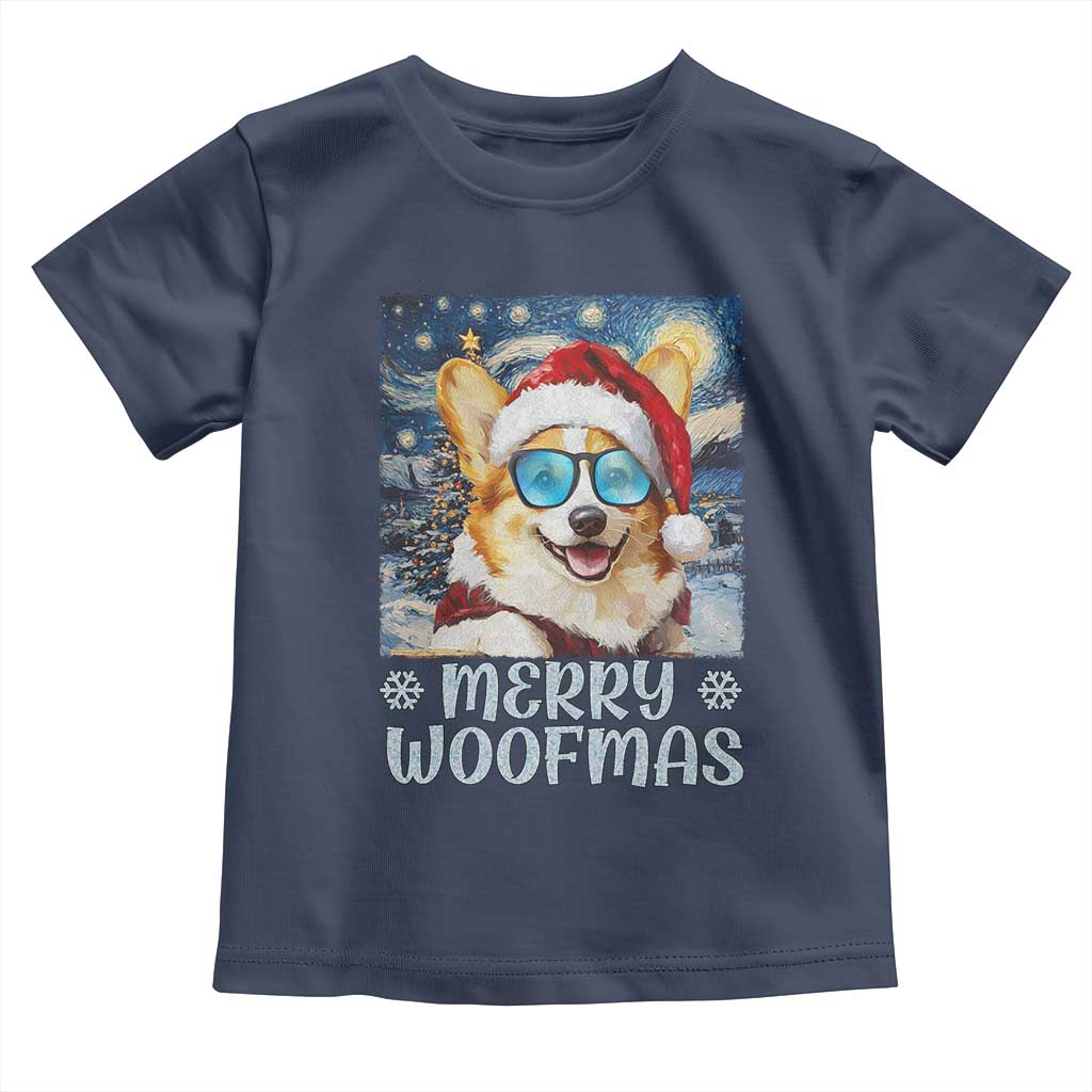 Funny Xmas Corgi Baby Shirt Merry Woofmas Christmas Starry Night Dog Lover TS09 Navy Print Your Wear