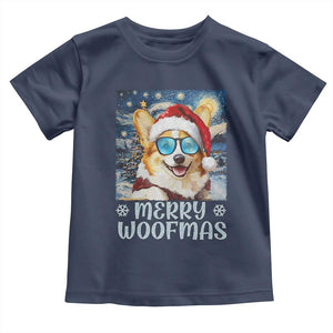Funny Xmas Corgi Baby Shirt Merry Woofmas Christmas Starry Night Dog Lover TS09 Navy Print Your Wear