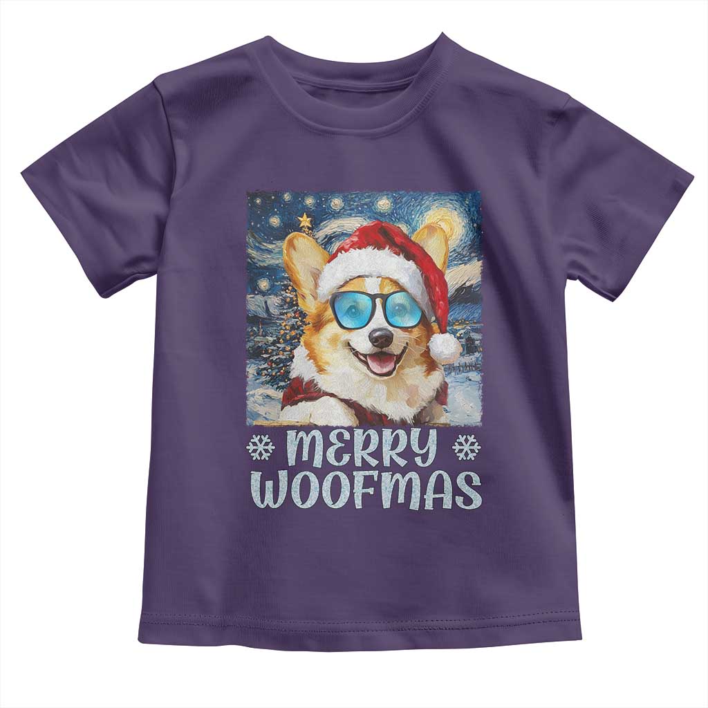 Funny Xmas Corgi Baby Shirt Merry Woofmas Christmas Starry Night Dog Lover TS09 Purple Print Your Wear