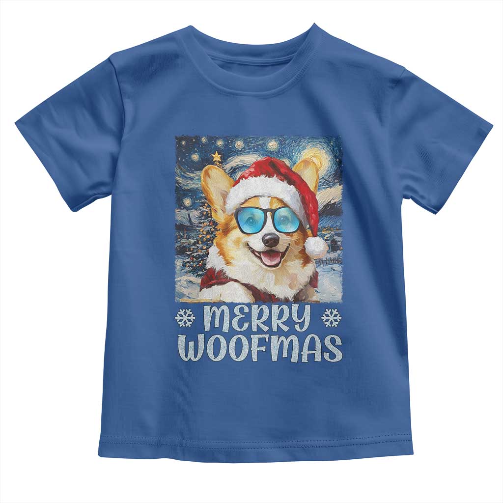 Funny Xmas Corgi Baby Shirt Merry Woofmas Christmas Starry Night Dog Lover TS09 Royal Blue Print Your Wear