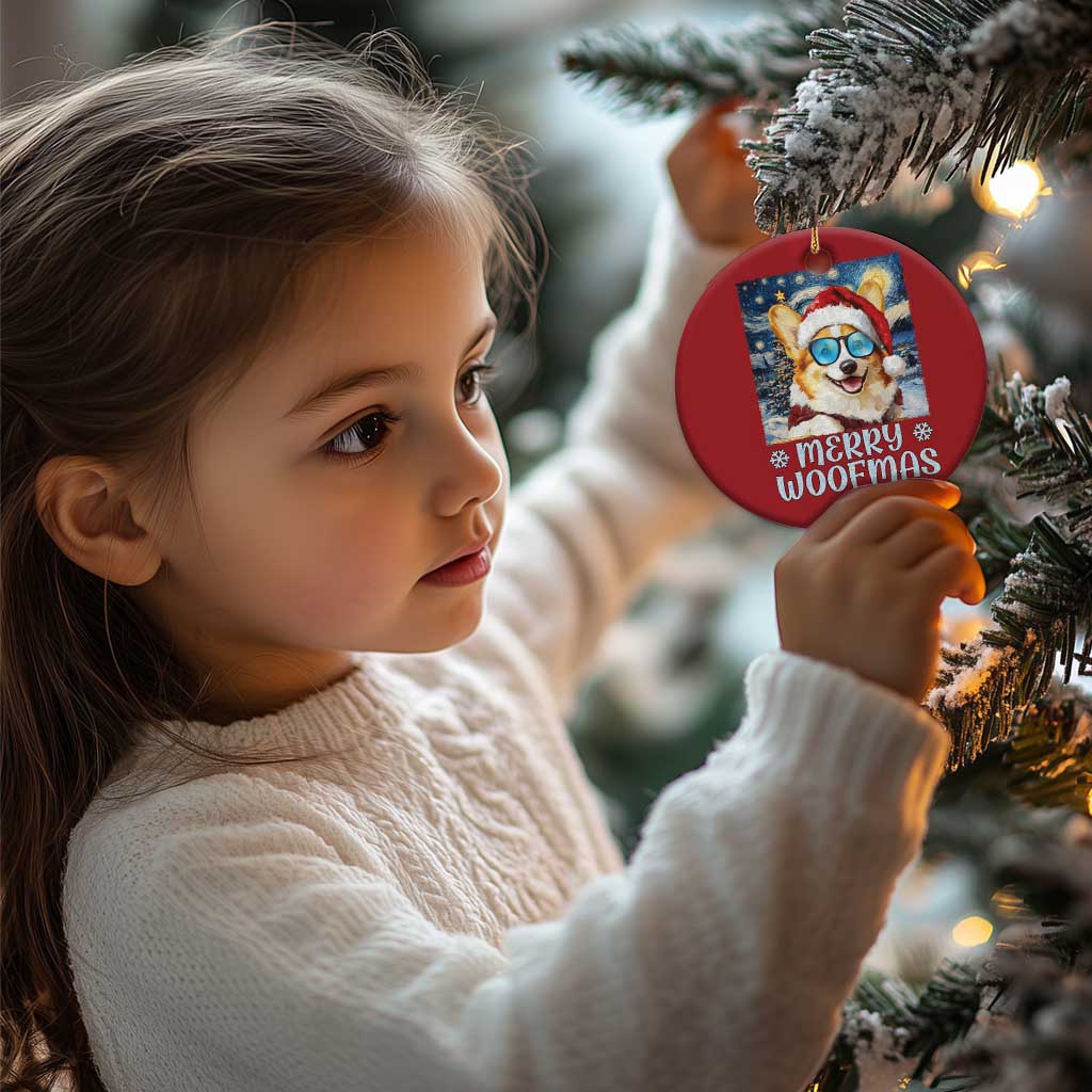 Funny Xmas Corgi Christmas Ornament Merry Woofmas Christmas Starry Night Dog Lover TS09 Print Your Wear