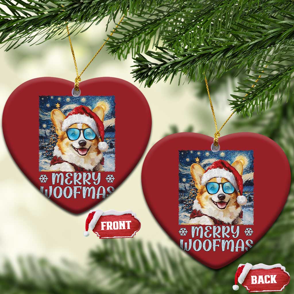 Funny Xmas Corgi Christmas Ornament Merry Woofmas Christmas Starry Night Dog Lover TS09 Heart Red Print Your Wear