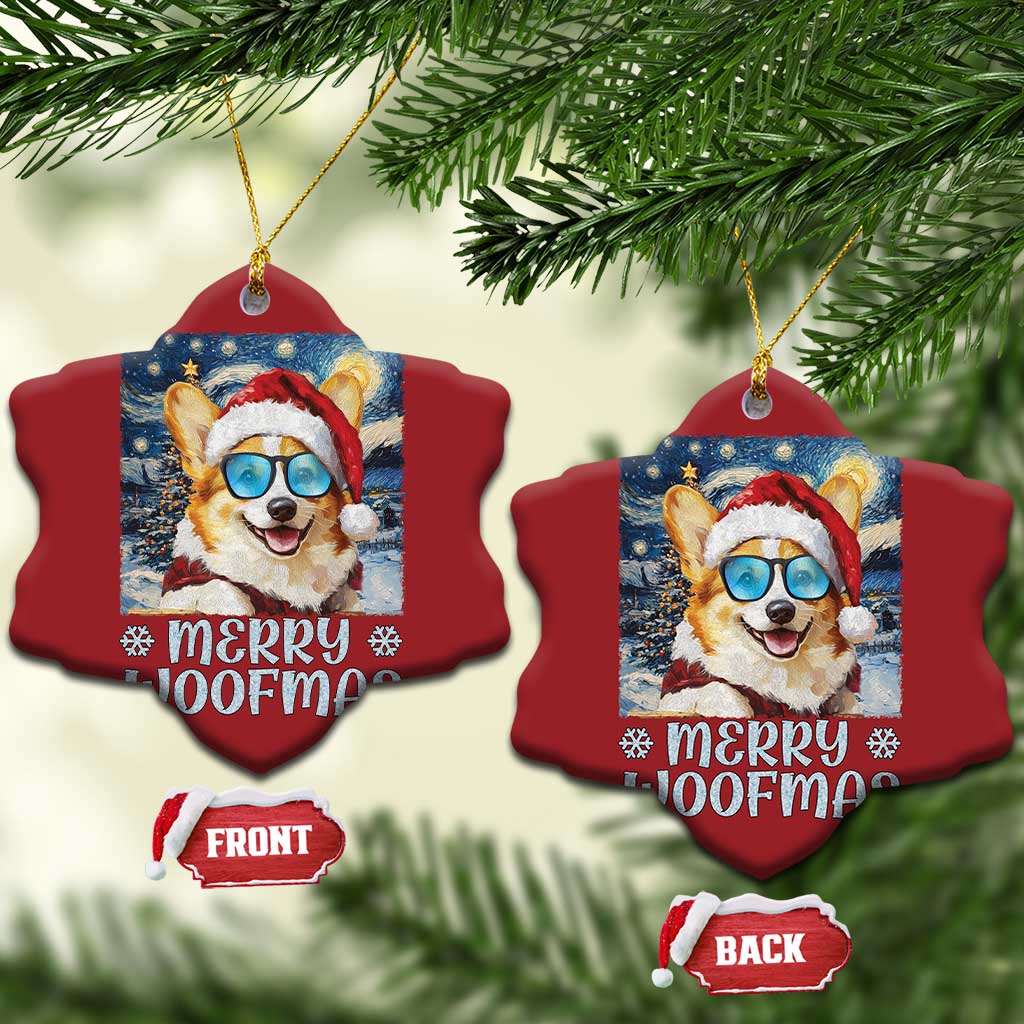 Funny Xmas Corgi Christmas Ornament Merry Woofmas Christmas Starry Night Dog Lover TS09 Snow Flake Red Print Your Wear