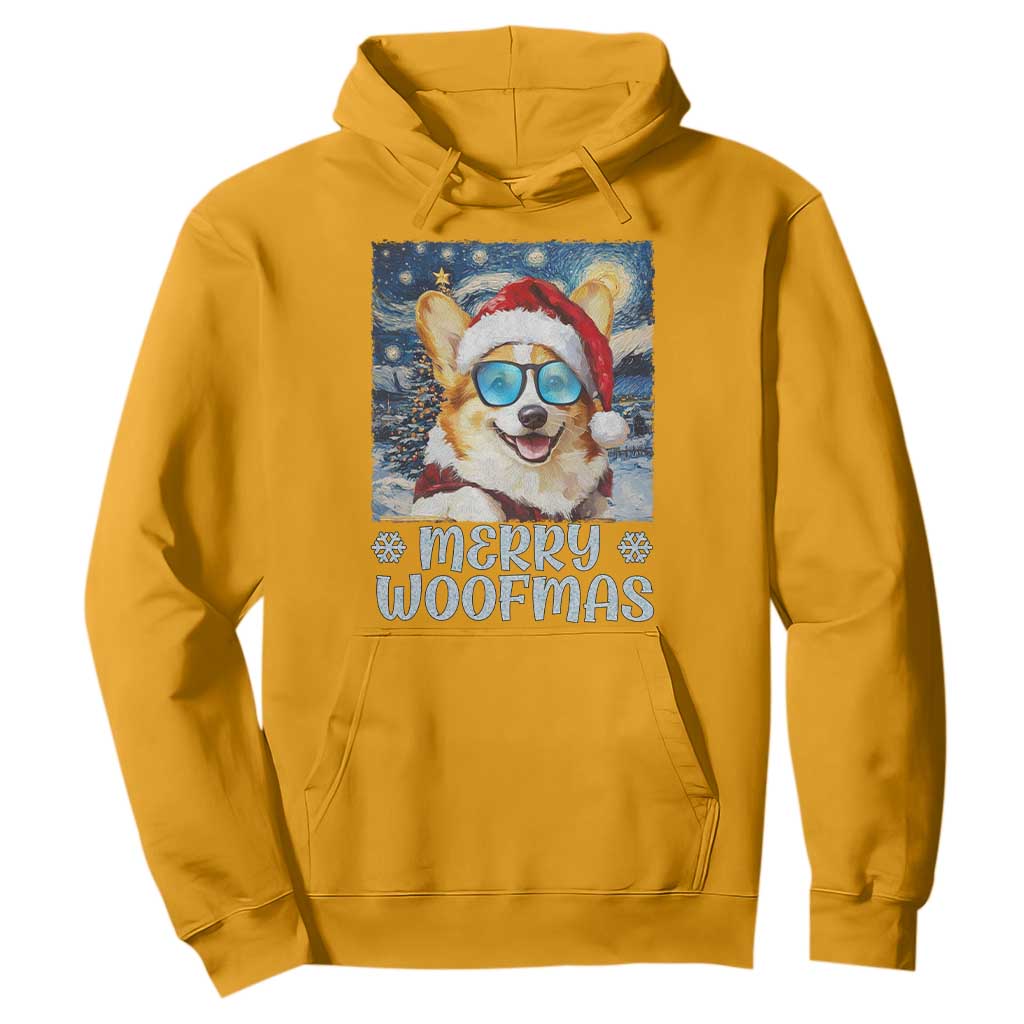 Funny Xmas Corgi Hoodie Merry Woofmas Christmas Starry Night Dog Lover TS09 Gold Print Your Wear