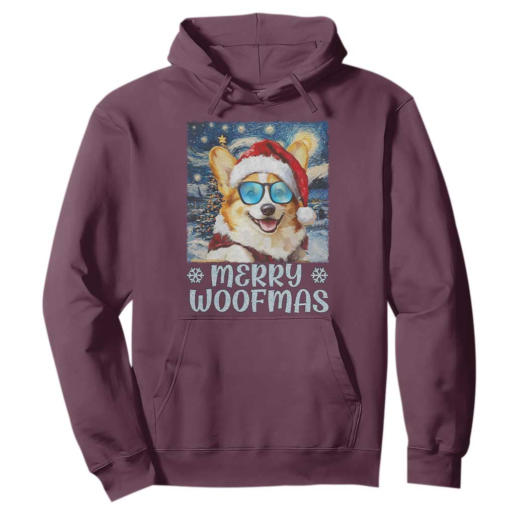 Funny Xmas Corgi Hoodie Merry Woofmas Christmas Starry Night Dog Lover TS09 Maroon Print Your Wear