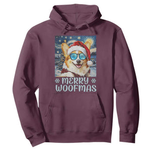 Funny Xmas Corgi Hoodie Merry Woofmas Christmas Starry Night Dog Lover TS09 Maroon Print Your Wear