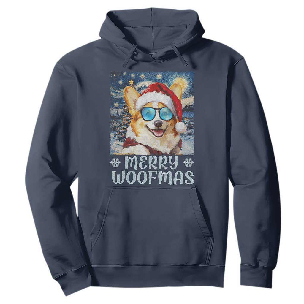 Funny Xmas Corgi Hoodie Merry Woofmas Christmas Starry Night Dog Lover TS09 Navy Print Your Wear