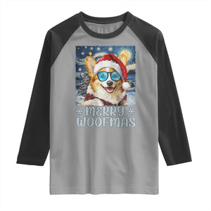 Funny Xmas Corgi Raglan Shirt Merry Woofmas Christmas Starry Night Dog Lover TS09 Sport Gray Black Print Your Wear
