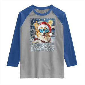 Funny Xmas Corgi Raglan Shirt Merry Woofmas Christmas Starry Night Dog Lover TS09 Sport Gray Royal Print Your Wear