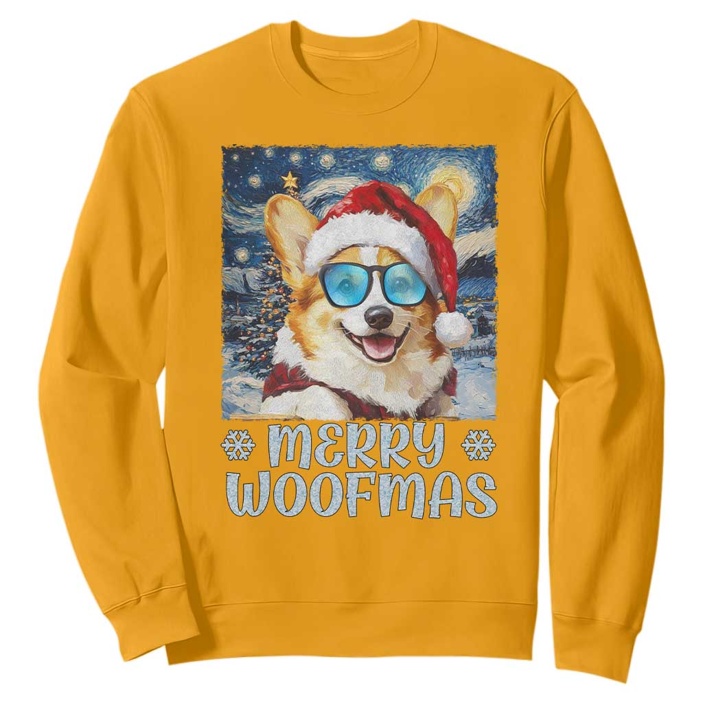 Funny Xmas Corgi Sweatshirt Merry Woofmas Christmas Starry Night Dog Lover TS09 Gold Print Your Wear