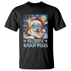 Funny Xmas Corgi T Shirt Merry Woofmas Christmas Starry Night Dog Lover TS09 Black Print Your Wear