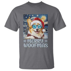 Funny Xmas Corgi T Shirt Merry Woofmas Christmas Starry Night Dog Lover TS09 Charcoal Print Your Wear