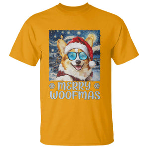 Funny Xmas Corgi T Shirt Merry Woofmas Christmas Starry Night Dog Lover TS09 Gold Print Your Wear