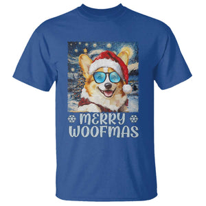 Funny Xmas Corgi T Shirt Merry Woofmas Christmas Starry Night Dog Lover TS09 Royal Blue Print Your Wear
