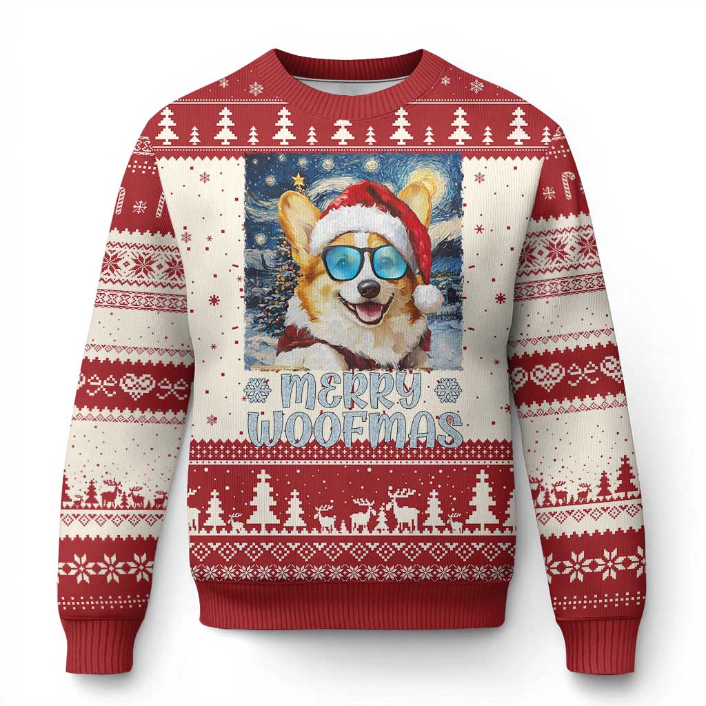 Funny Xmas Corgi Ugly Christmas Sweater Merry Woofmas Christmas Starry Night Dog Lover TS09 Red Print Your Wear
