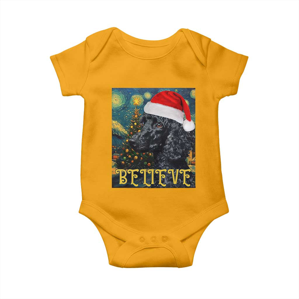 Funny Xmas Poodle Baby Onesie Believe Christmas Starry Night Dog Lover TS09 Gold Print Your Wear
