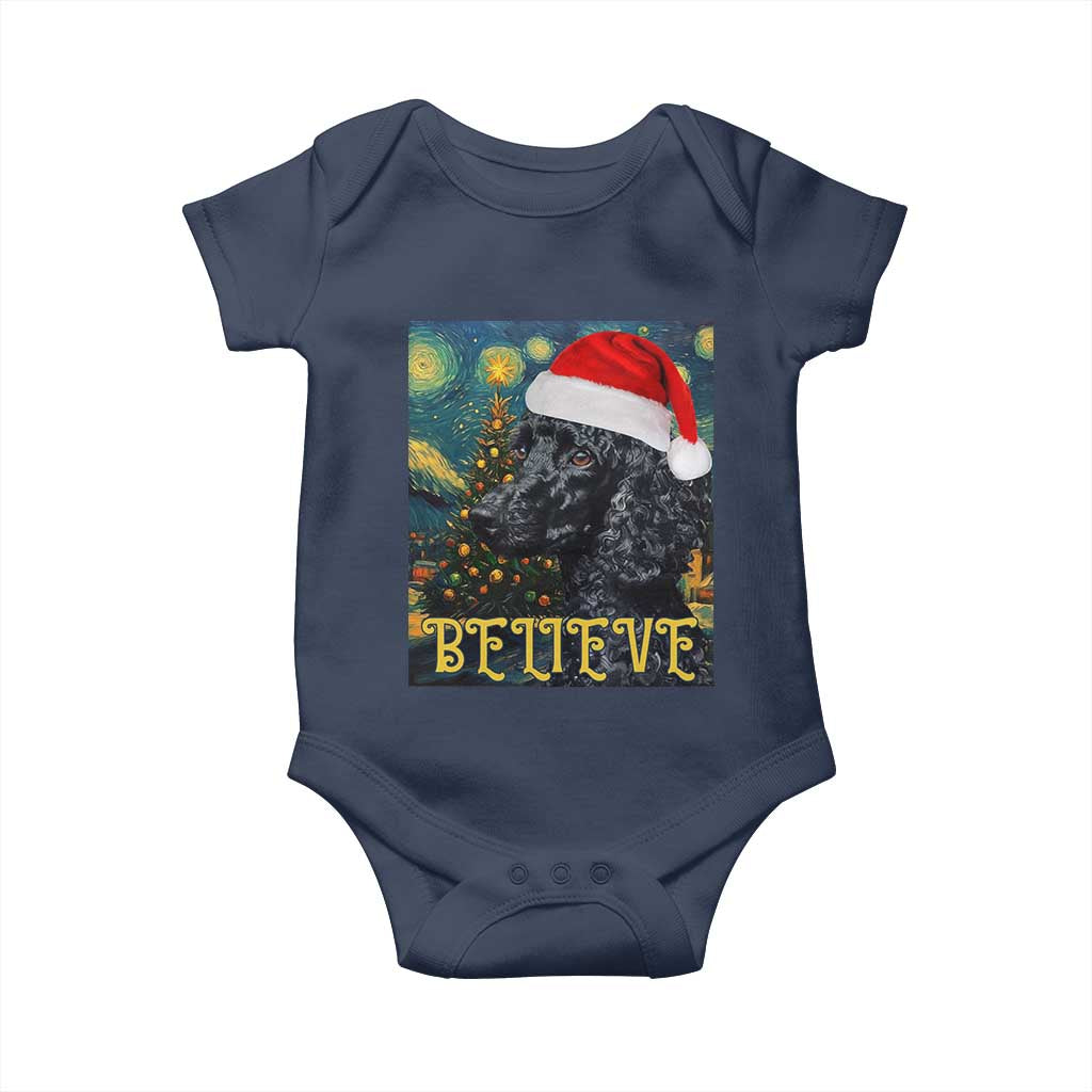 Funny Xmas Poodle Baby Onesie Believe Christmas Starry Night Dog Lover TS09 Navy Print Your Wear