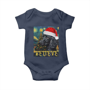 Funny Xmas Poodle Baby Onesie Believe Christmas Starry Night Dog Lover TS09 Navy Print Your Wear