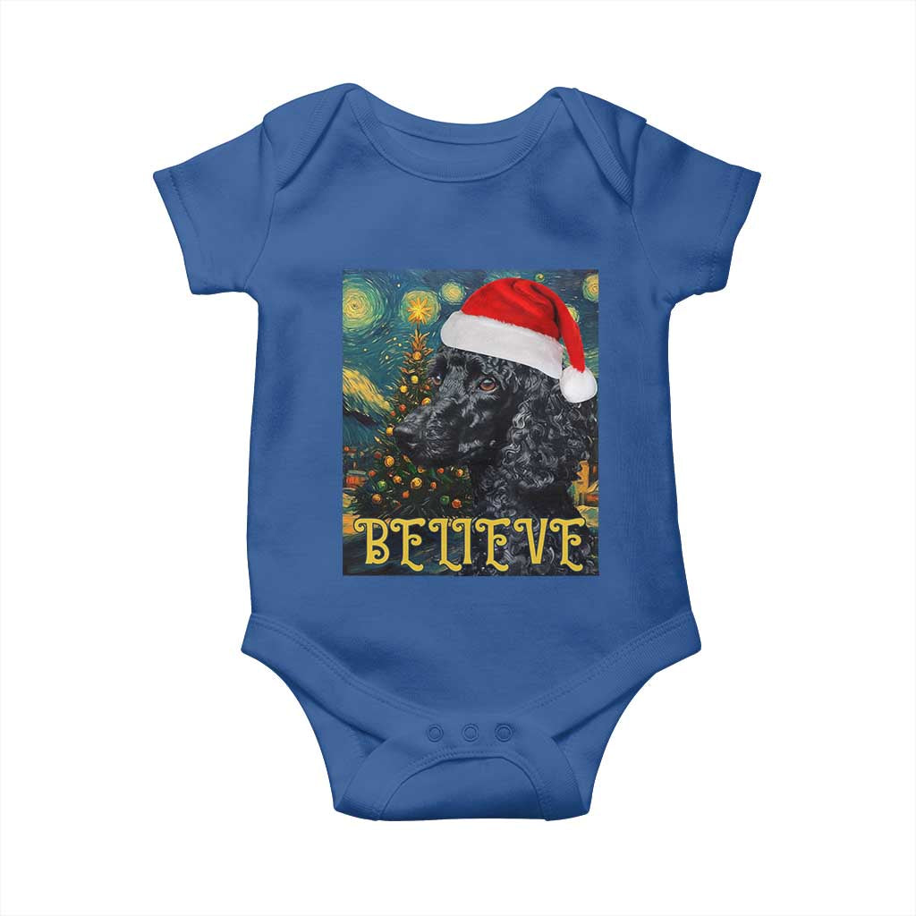 Funny Xmas Poodle Baby Onesie Believe Christmas Starry Night Dog Lover TS09 Royal Blue Print Your Wear