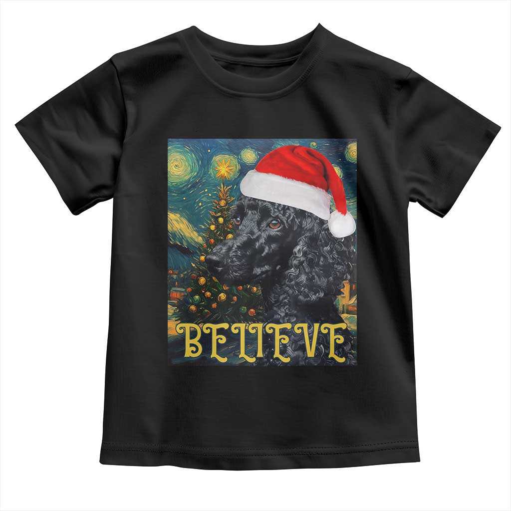 Funny Xmas Poodle Baby Shirt Believe Christmas Starry Night Dog Lover TS09 Black Print Your Wear