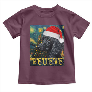 Funny Xmas Poodle Baby Shirt Believe Christmas Starry Night Dog Lover TS09 Maroon Print Your Wear