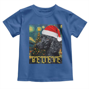 Funny Xmas Poodle Baby Shirt Believe Christmas Starry Night Dog Lover TS09 Royal Blue Print Your Wear