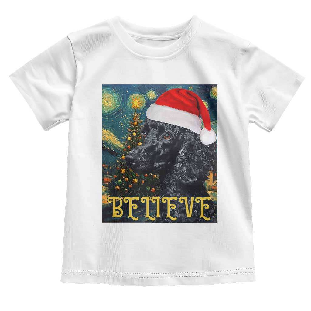 Funny Xmas Poodle Baby Shirt Believe Christmas Starry Night Dog Lover TS09 White Print Your Wear