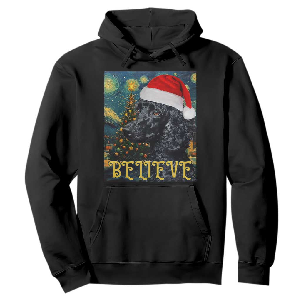 Funny Xmas Poodle Hoodie Believe Christmas Starry Night Dog Lover TS09 Black Print Your Wear