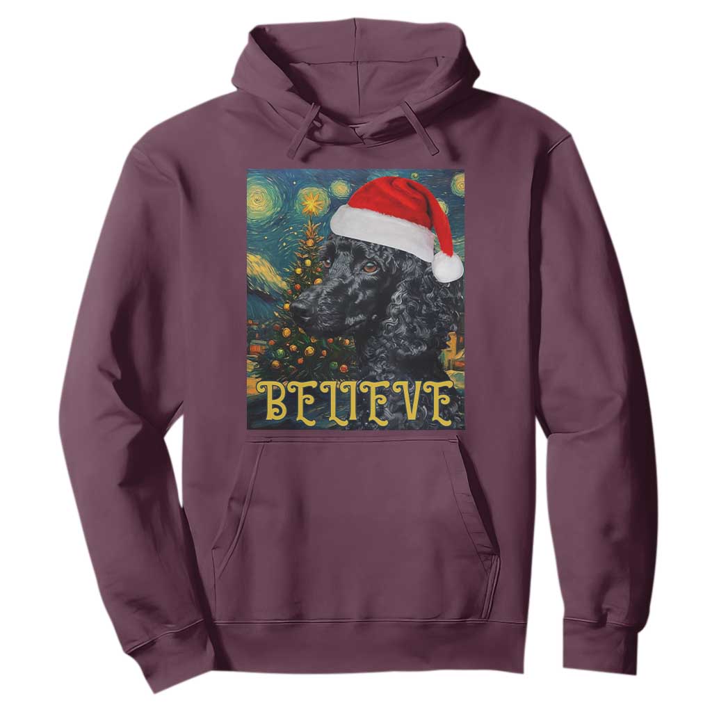 Funny Xmas Poodle Hoodie Believe Christmas Starry Night Dog Lover TS09 Maroon Print Your Wear