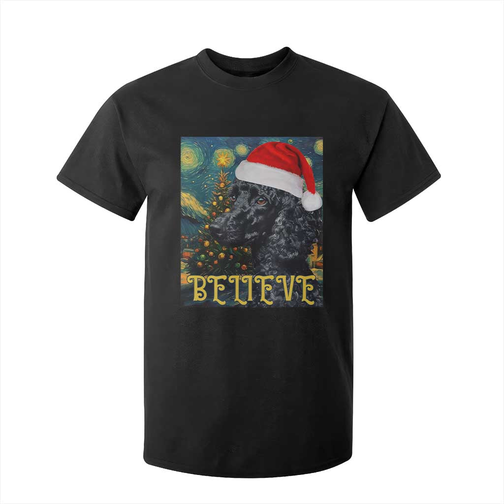 Funny Xmas Poodle T Shirt For Kid Believe Christmas Starry Night Dog Lover TS09 Black Print Your Wear